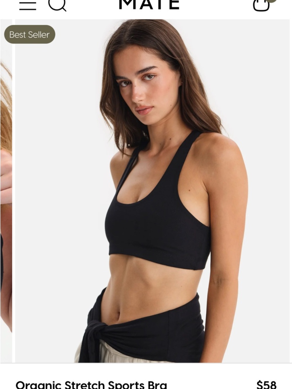 MATE the Label Black Scoop Racerback Sports Bra